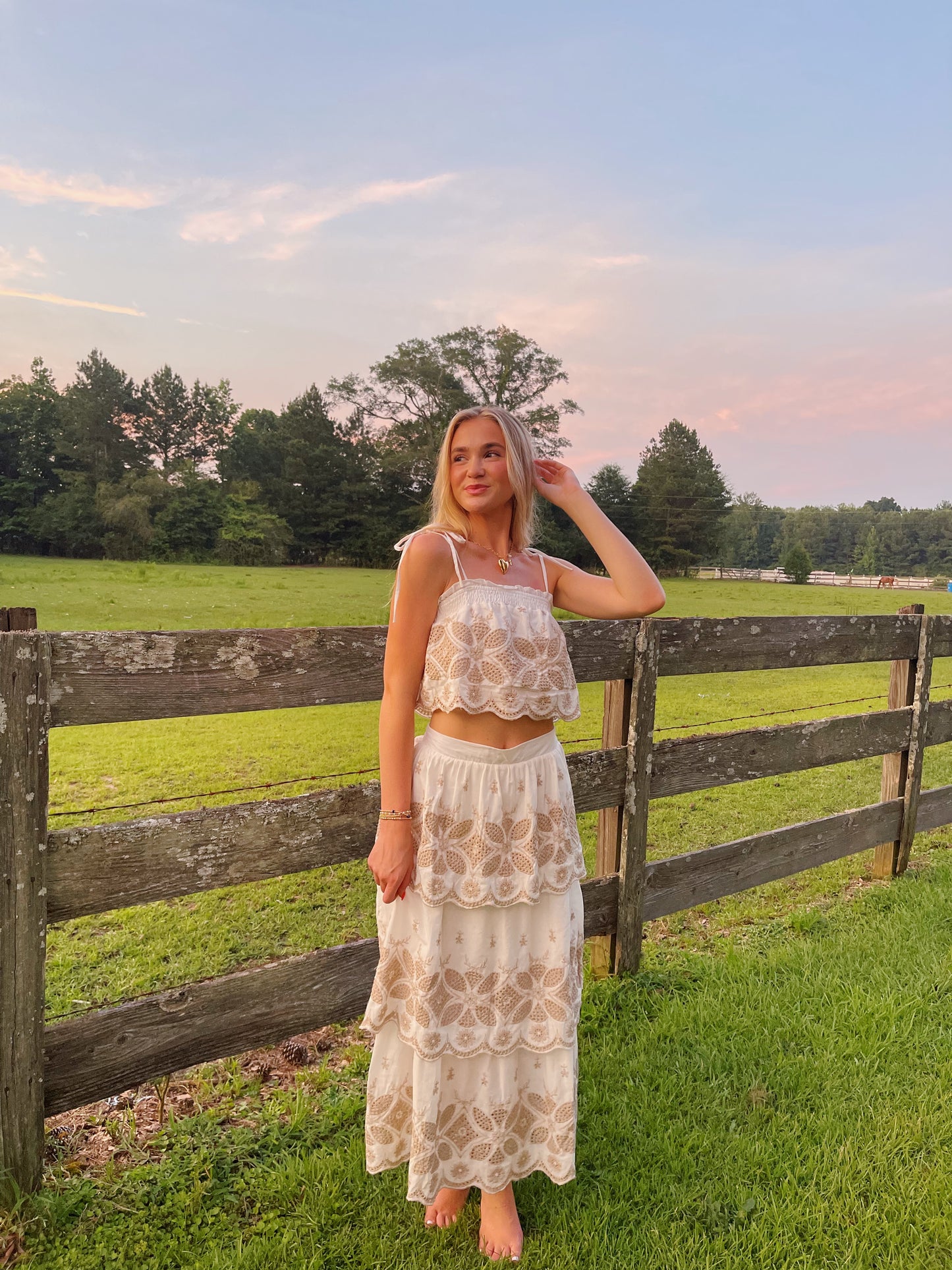 Ivory Embroidered Skirt Set