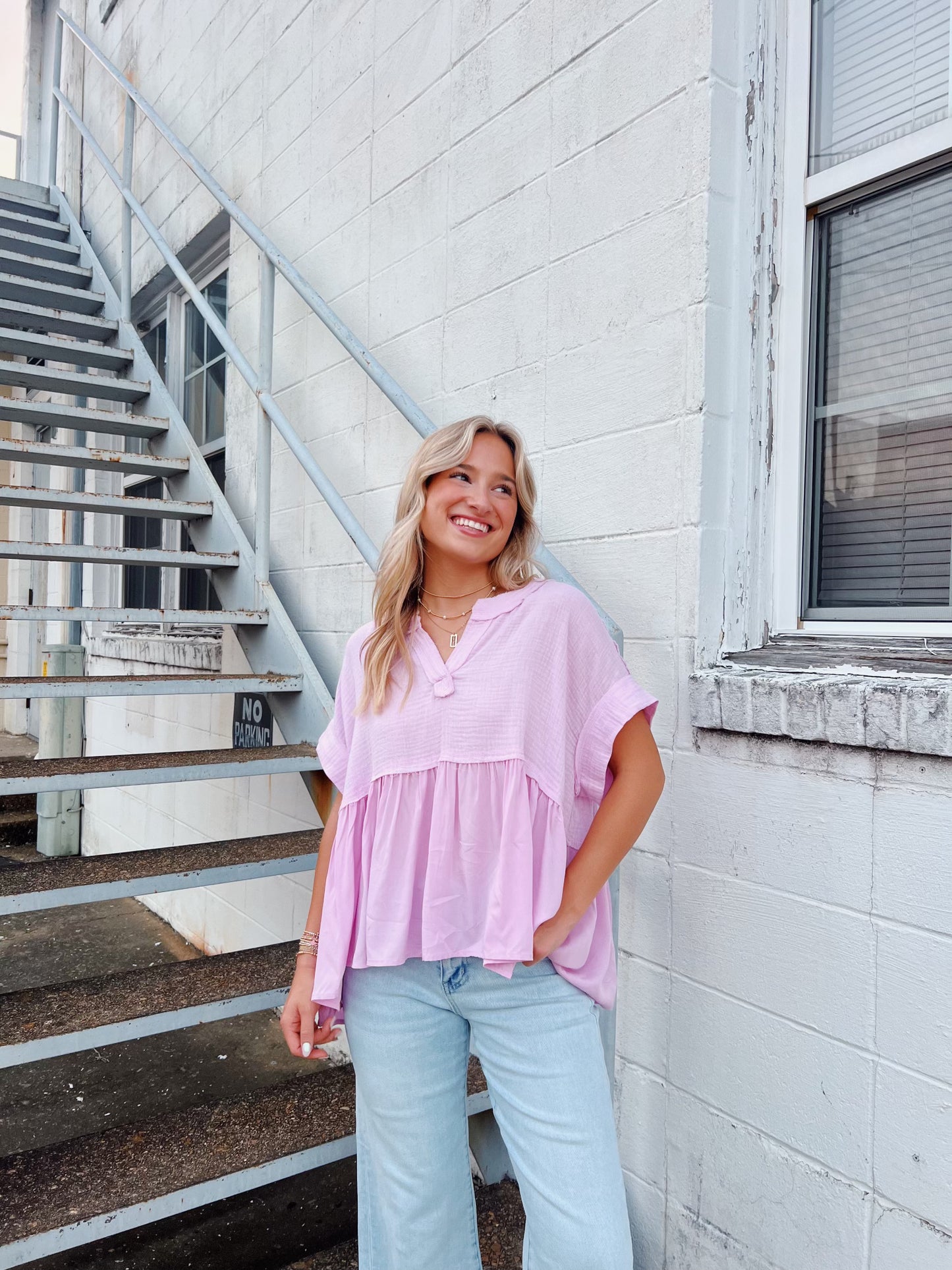 Lavendar Gauze Flowy Top