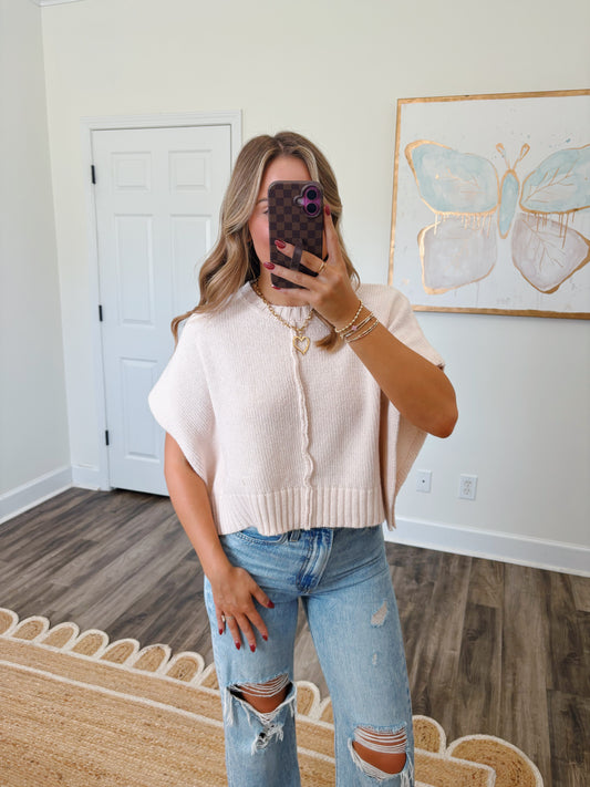 Cream Knit Sweater Vest