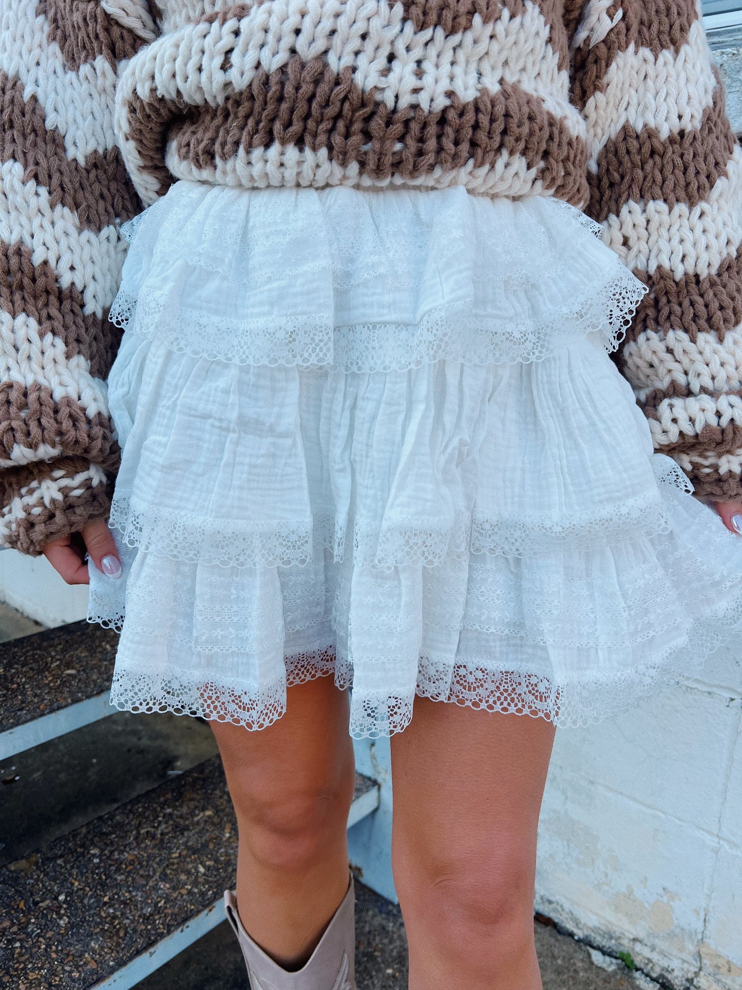 White Ruffled Skort