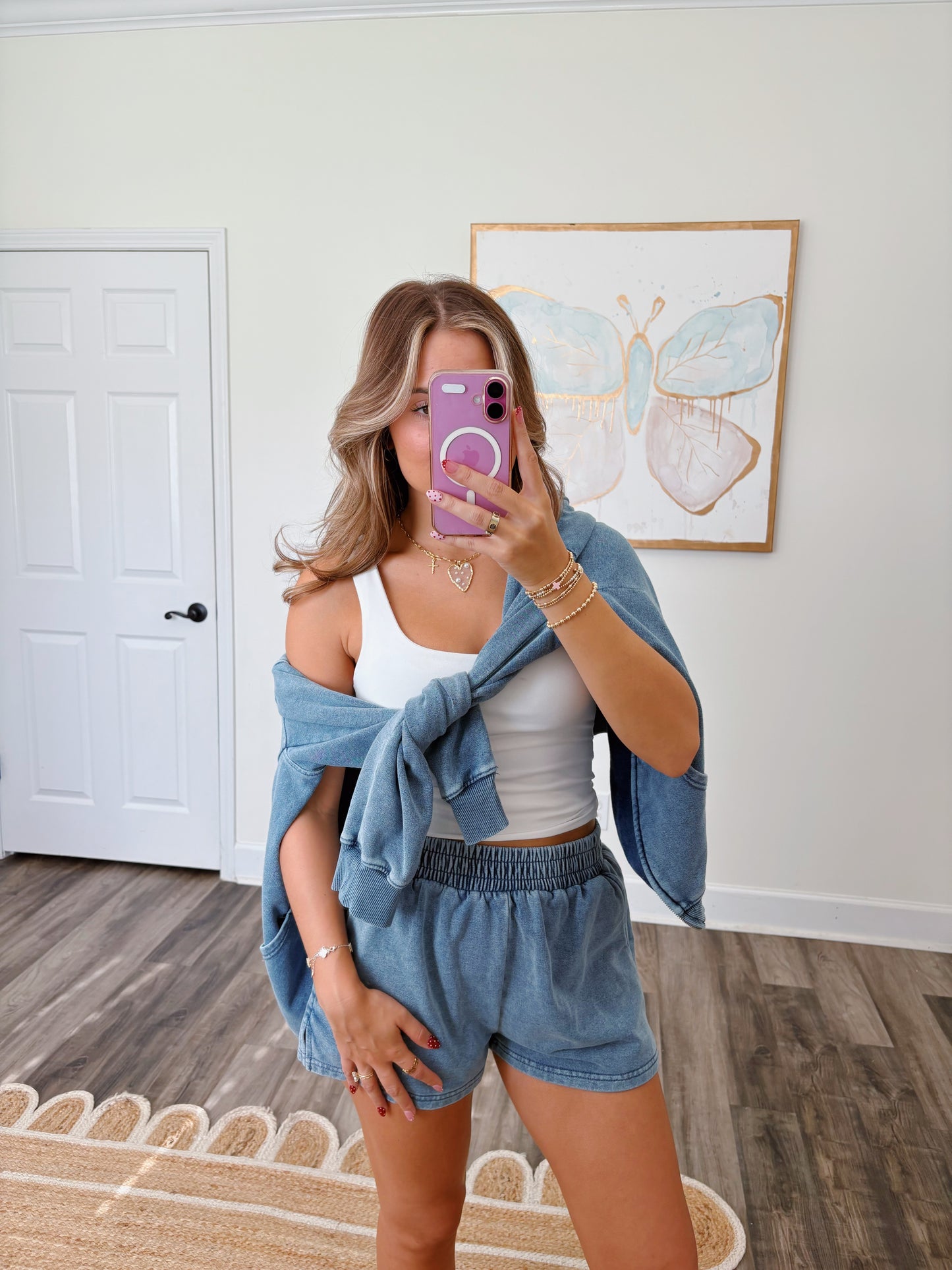 Denim Wash Zip-Up Set