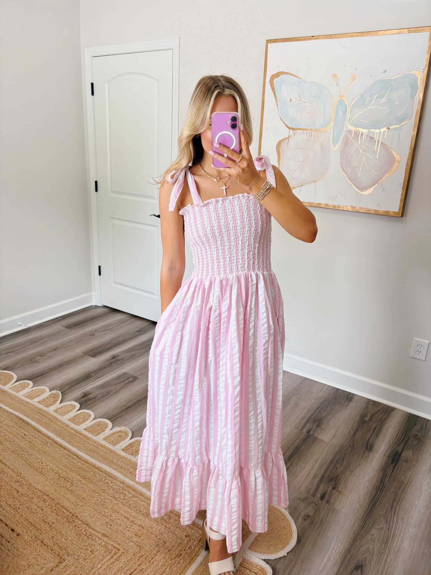 Pink Striped Maxi Dress