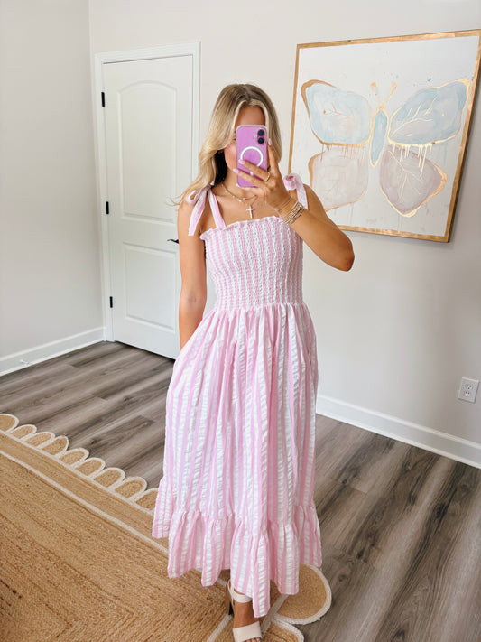 Pink Striped Maxi Dress