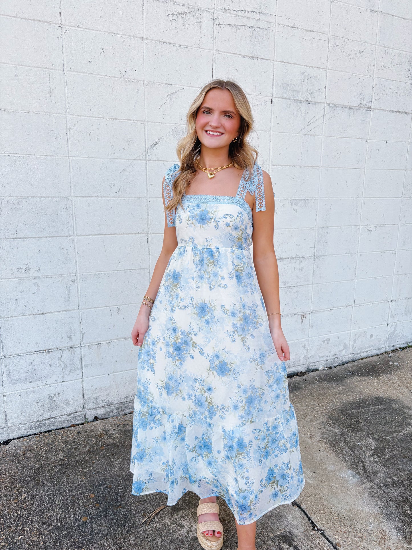 Blooming Lace Dress Blue