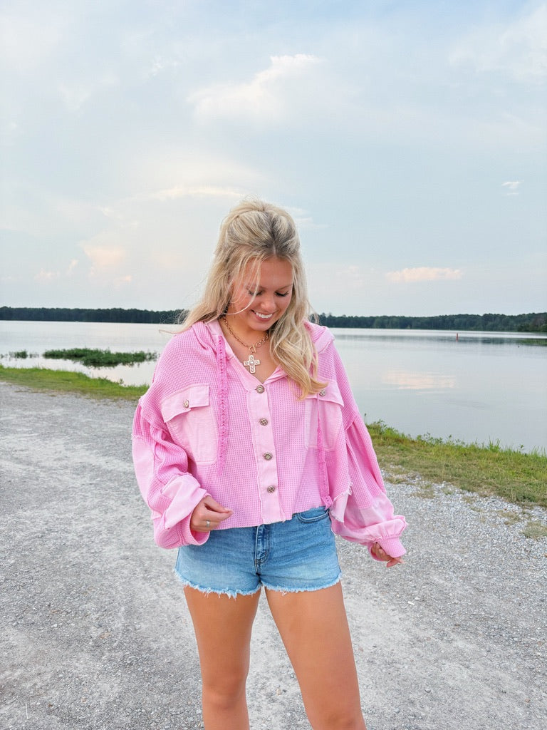 Bubble Gum Hooded Top