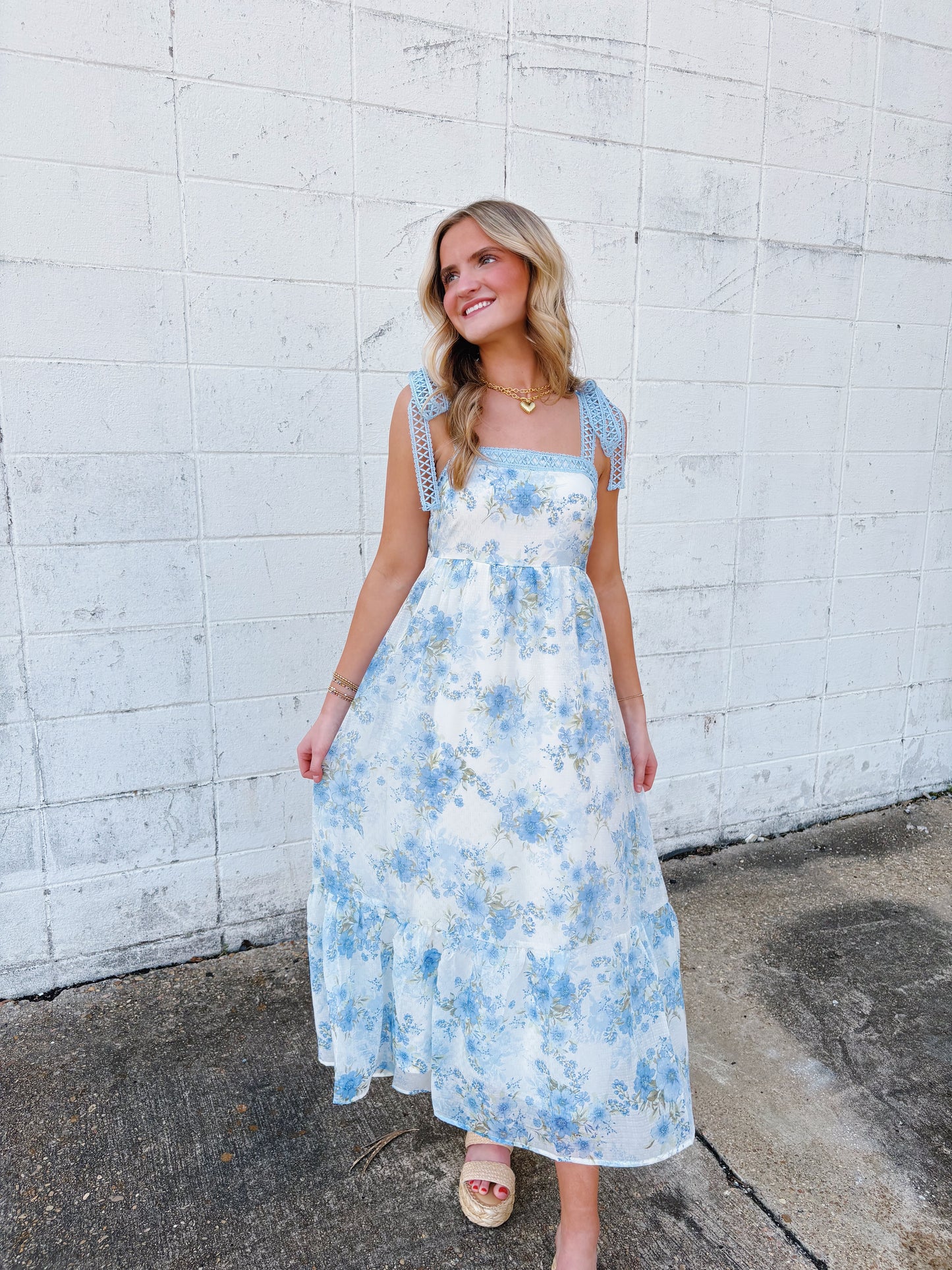 Blooming Lace Dress Blue