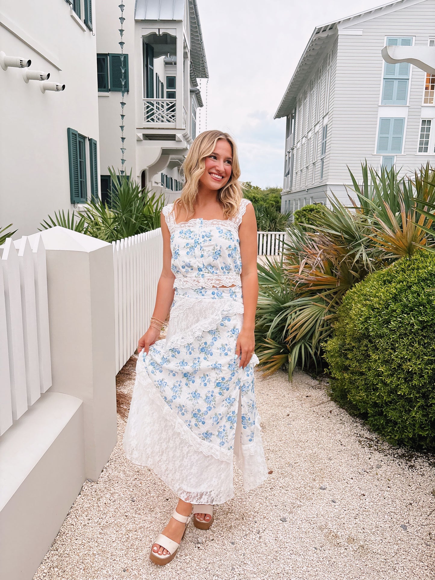 Blue Floral Lace Set
