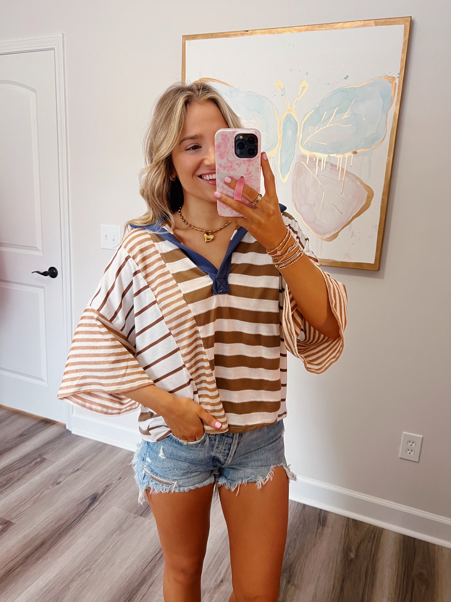 Brown Striped Easy Tee