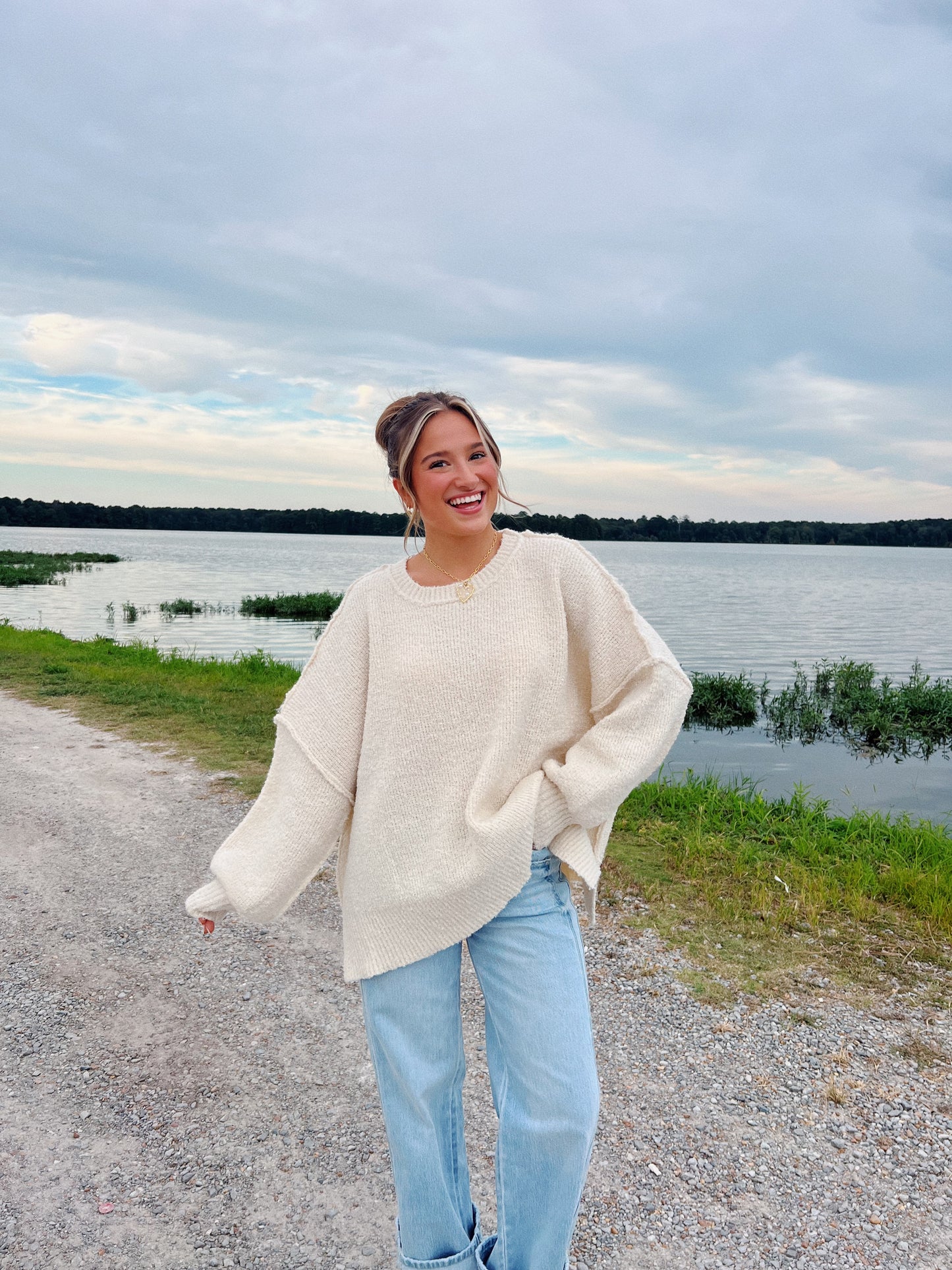Oversized Poppy Sweater in Ivory