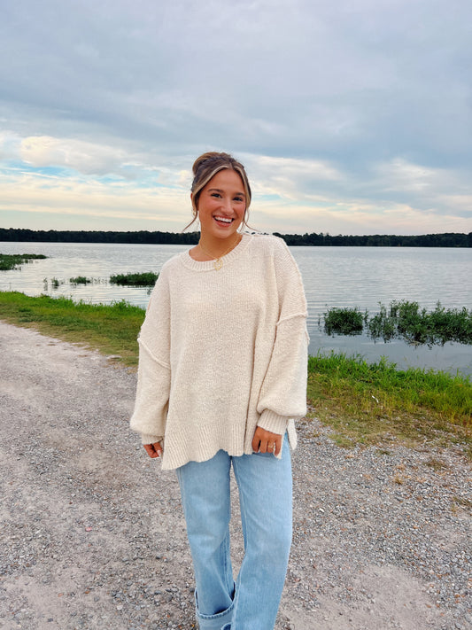 Oversized Poppy Sweater in Ivory
