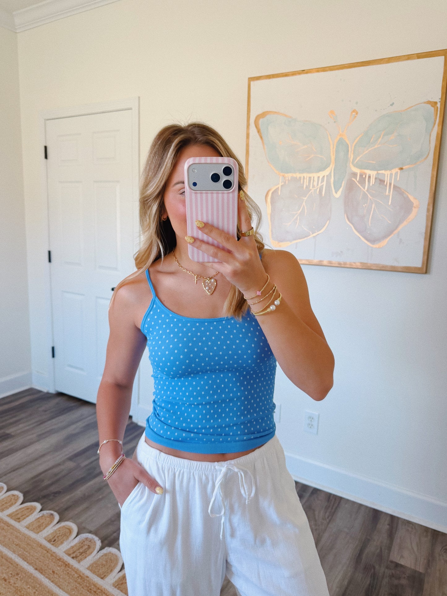 Polka Dot Tank Marina Blue