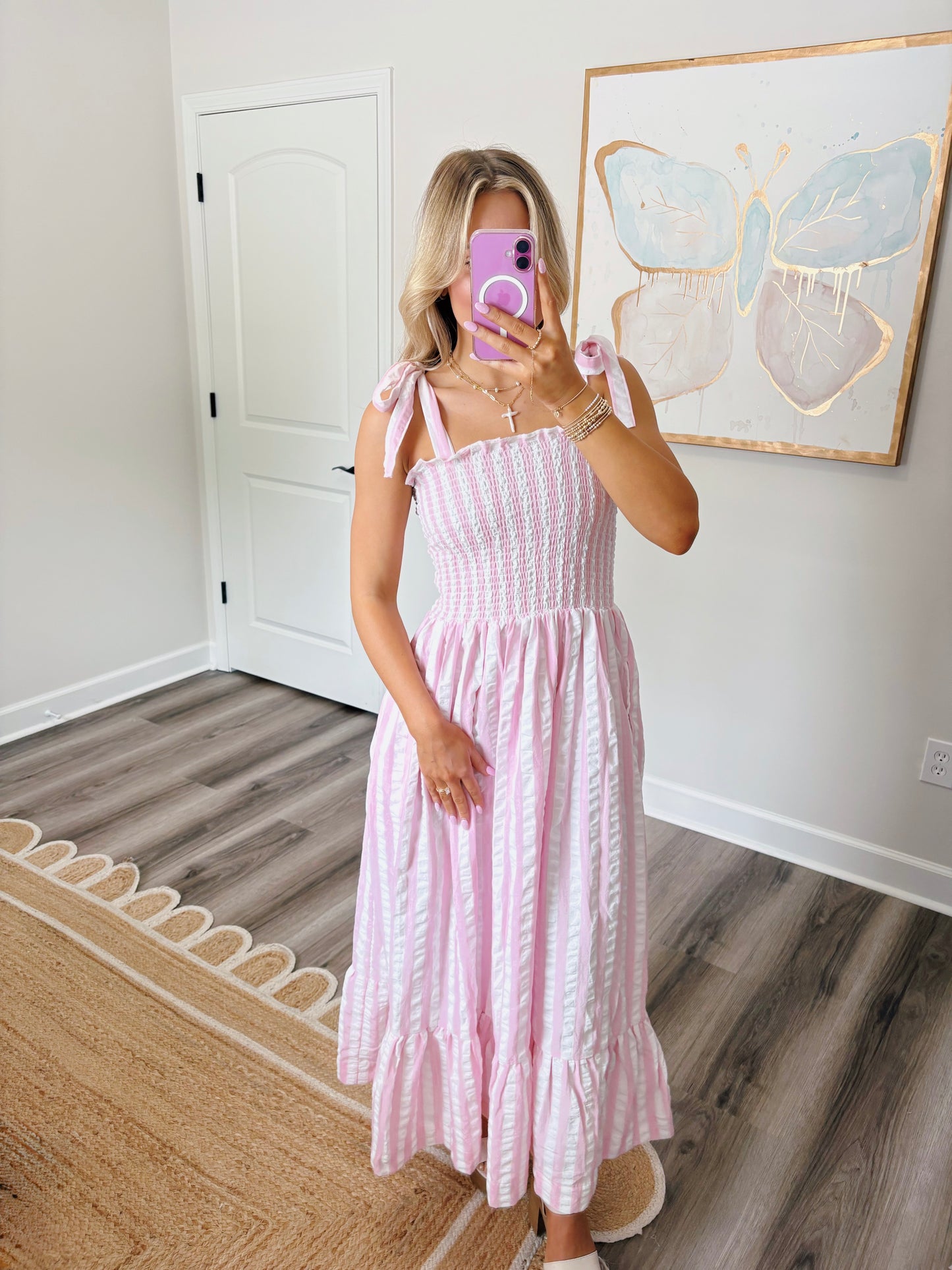 Pink Striped Maxi Dress