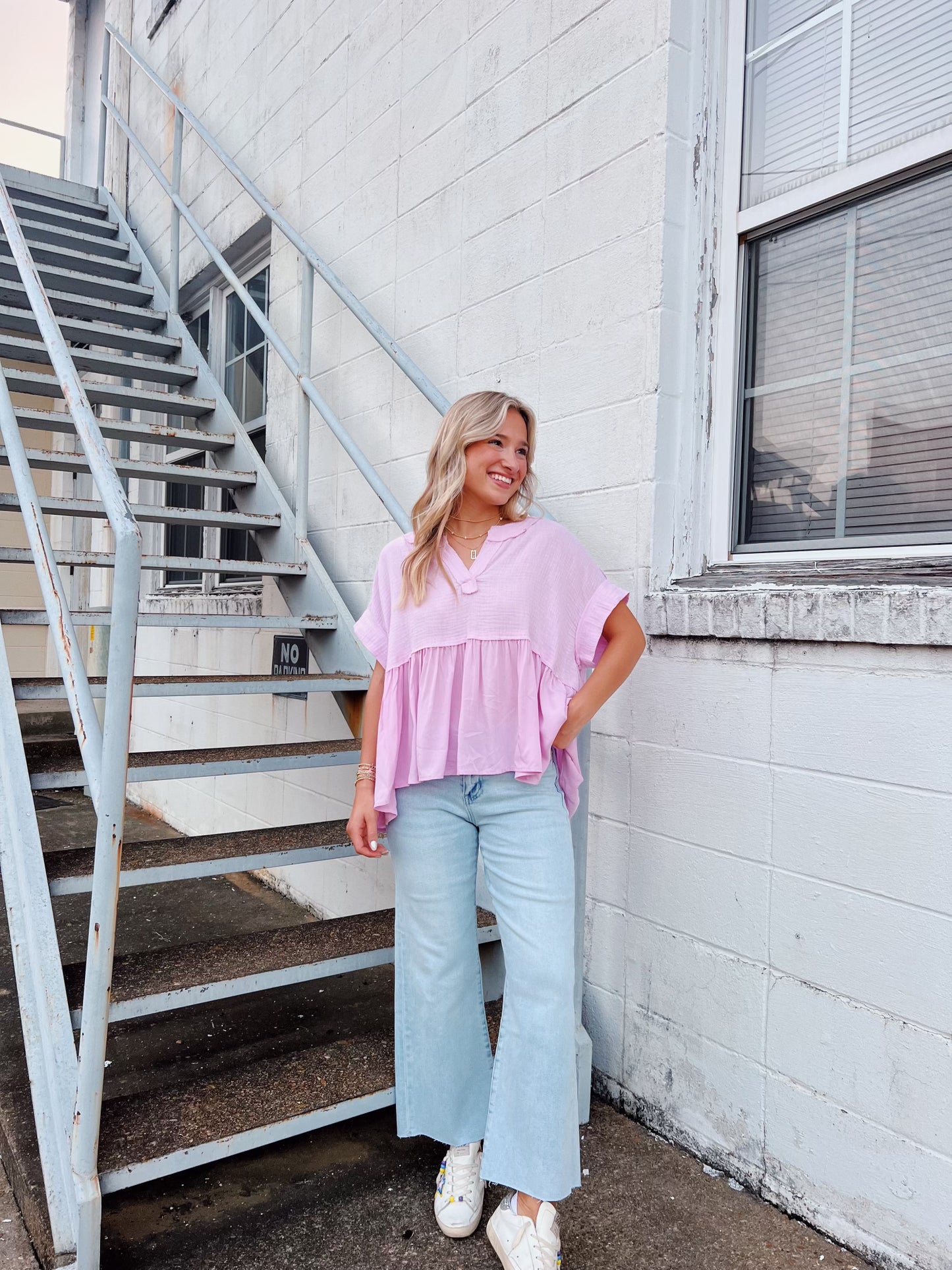 Lavendar Gauze Flowy Top