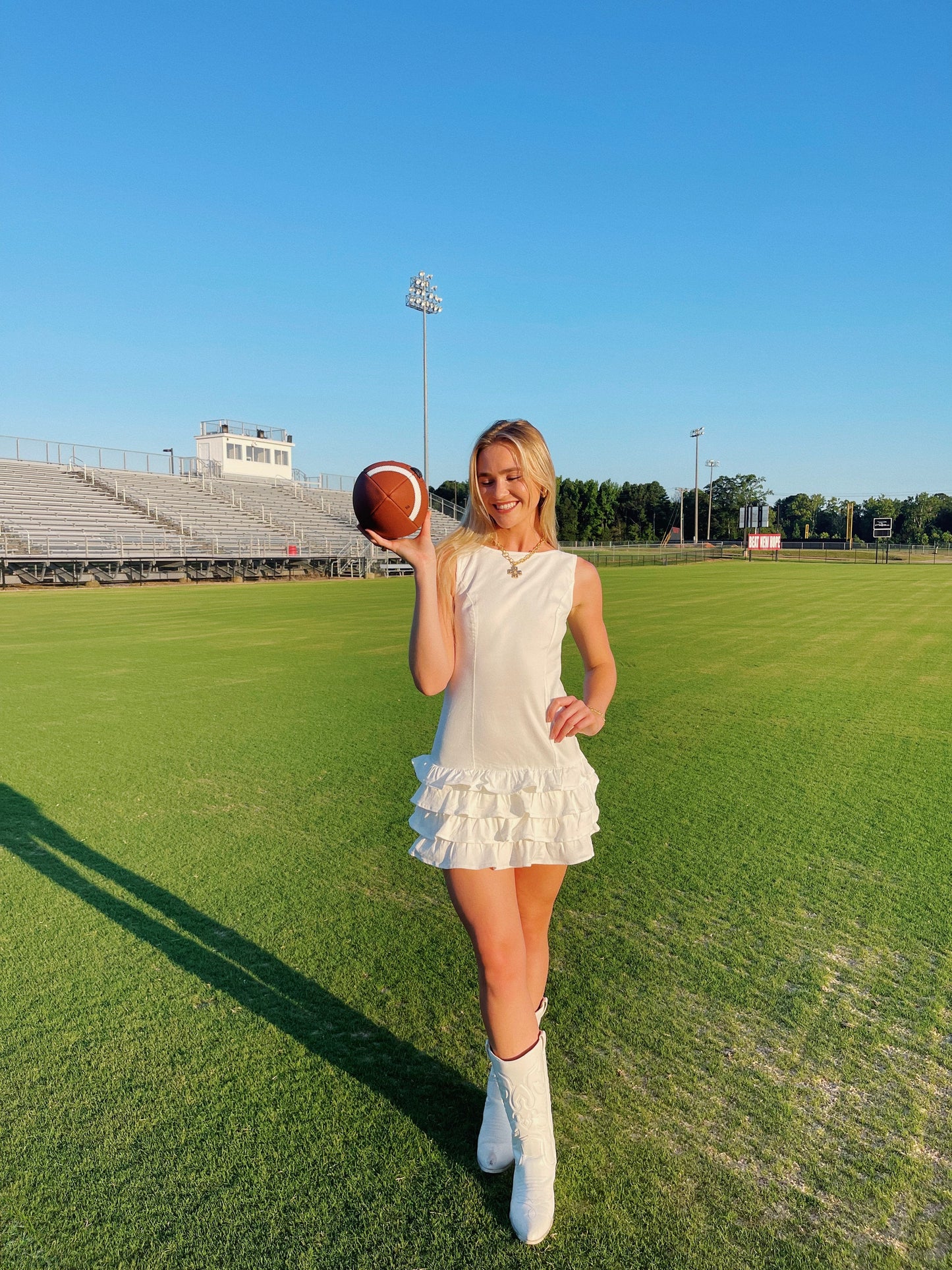 White Flutter Denim Dress