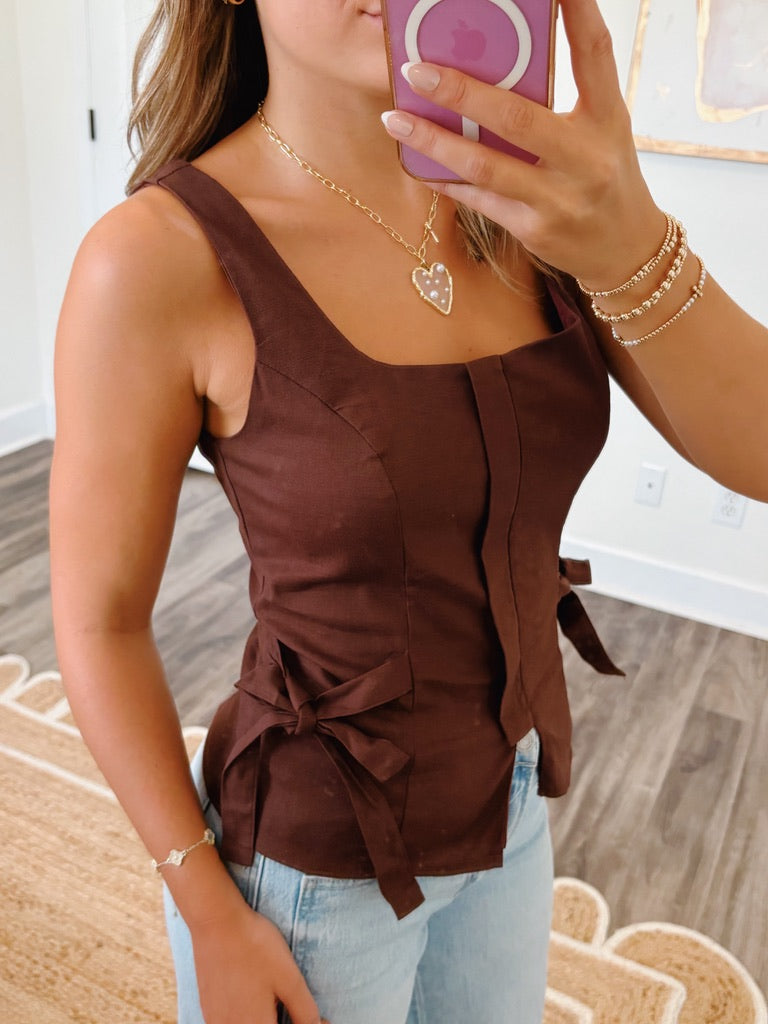 Back To Business Top in Chocolate