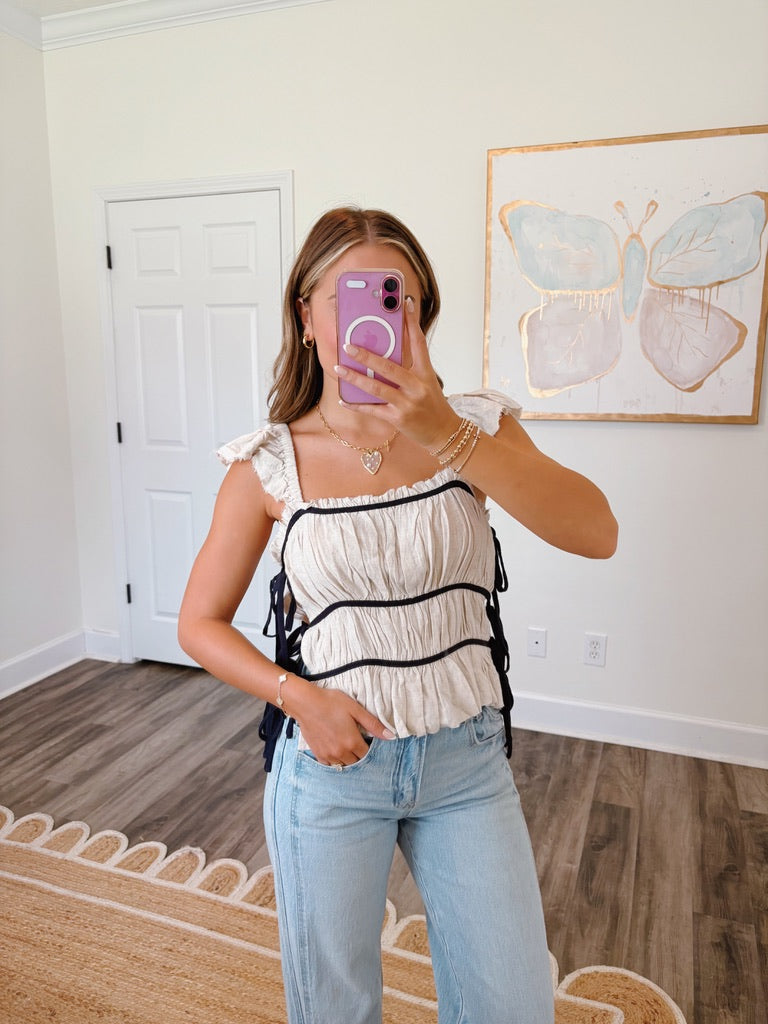 Neutral Girl Tie Top