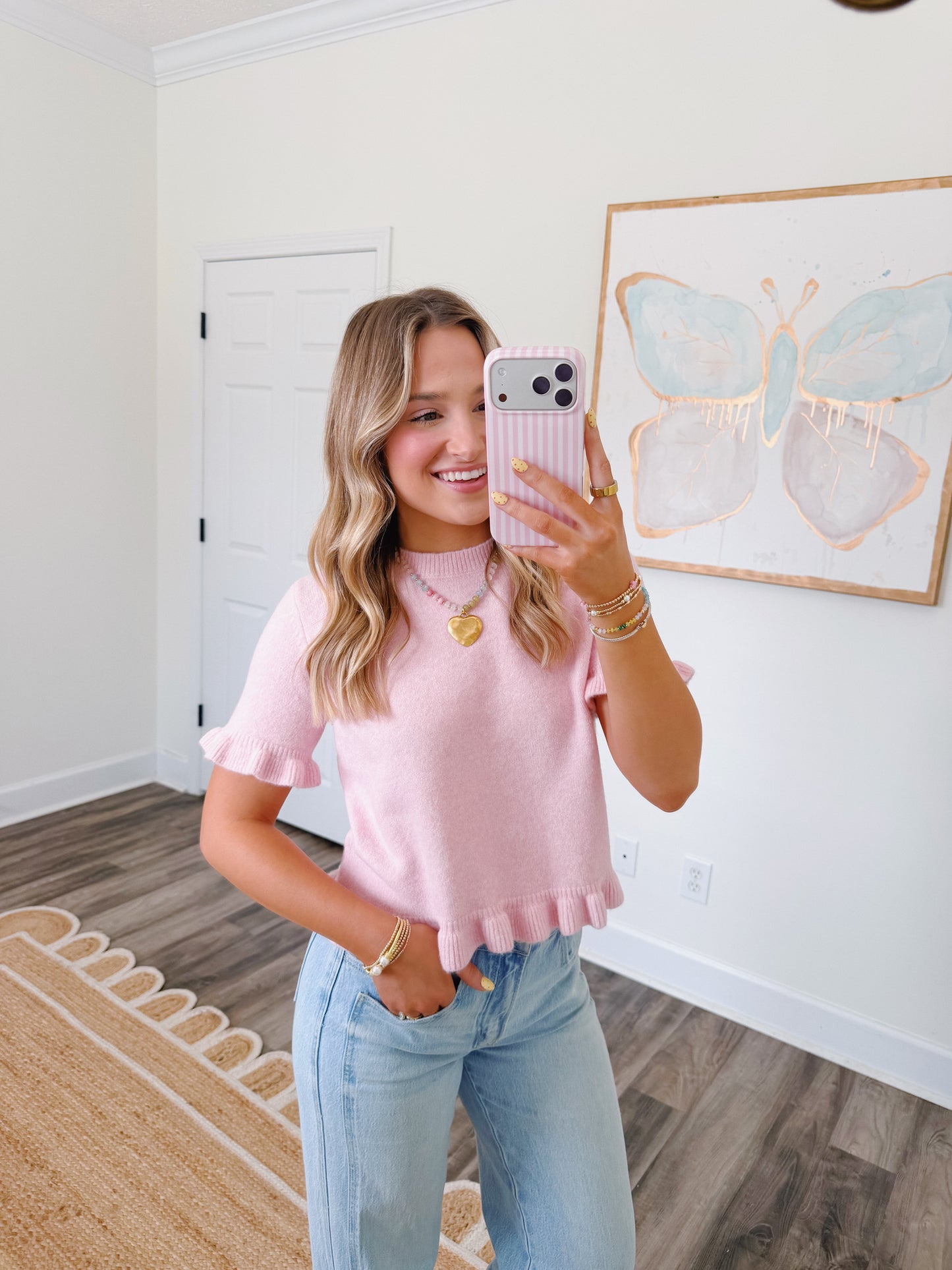 Sweetheart Knit Top Pink