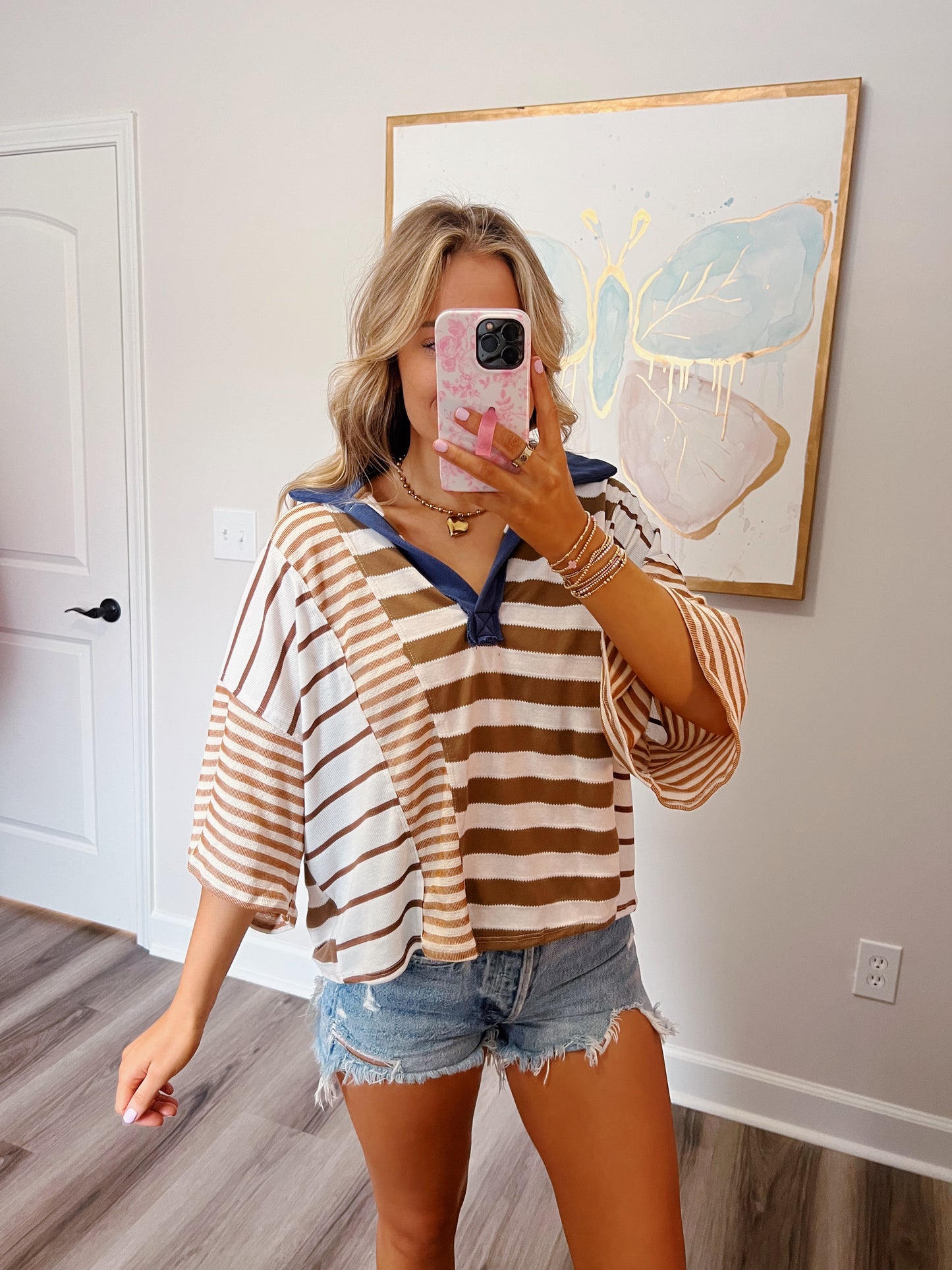 Brown Striped Easy Tee