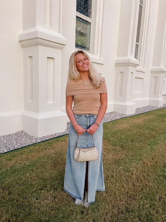 Taupe Off The Shoulder Top