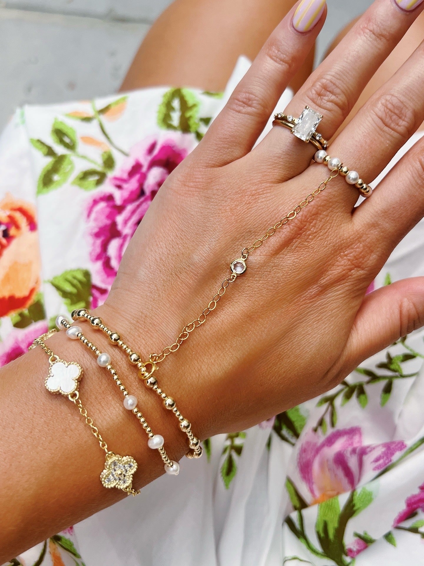 Waterproof Gold Hand Chain With Ring