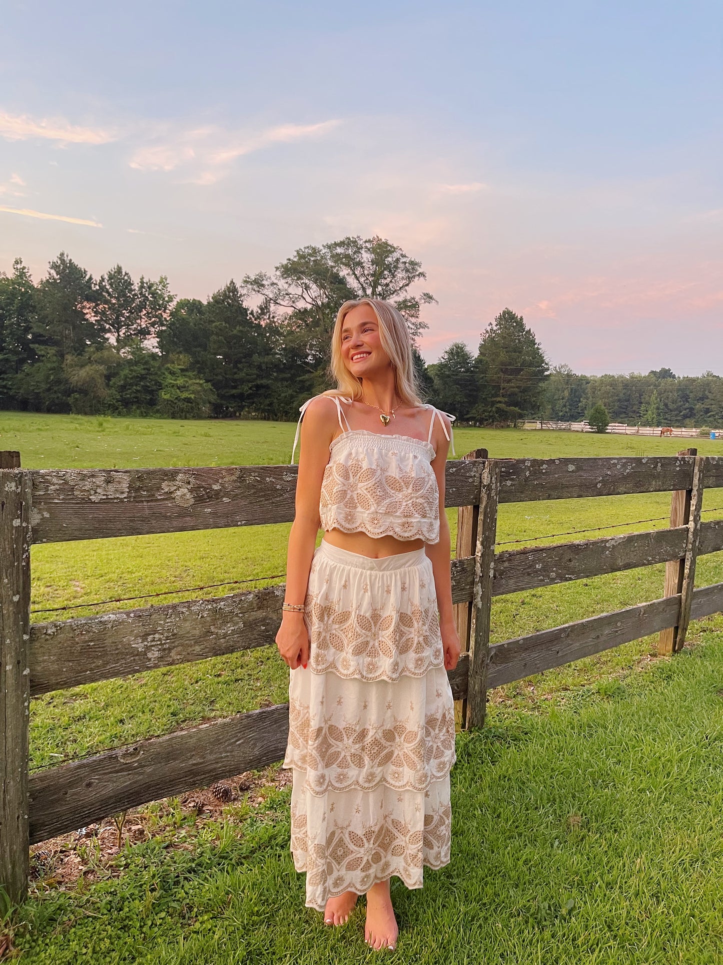 Ivory Embroidered Skirt Set