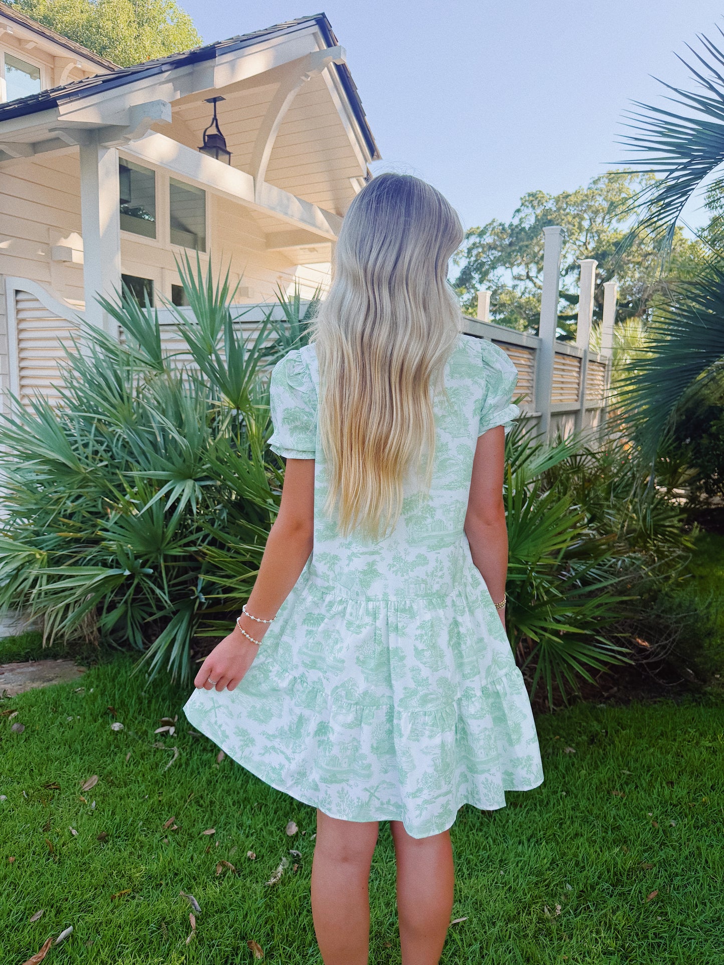 Green Toile Mini Dress