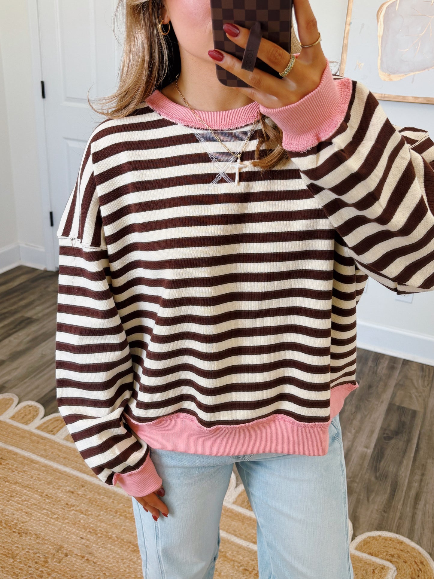 Berries And Cream Striped Pullover