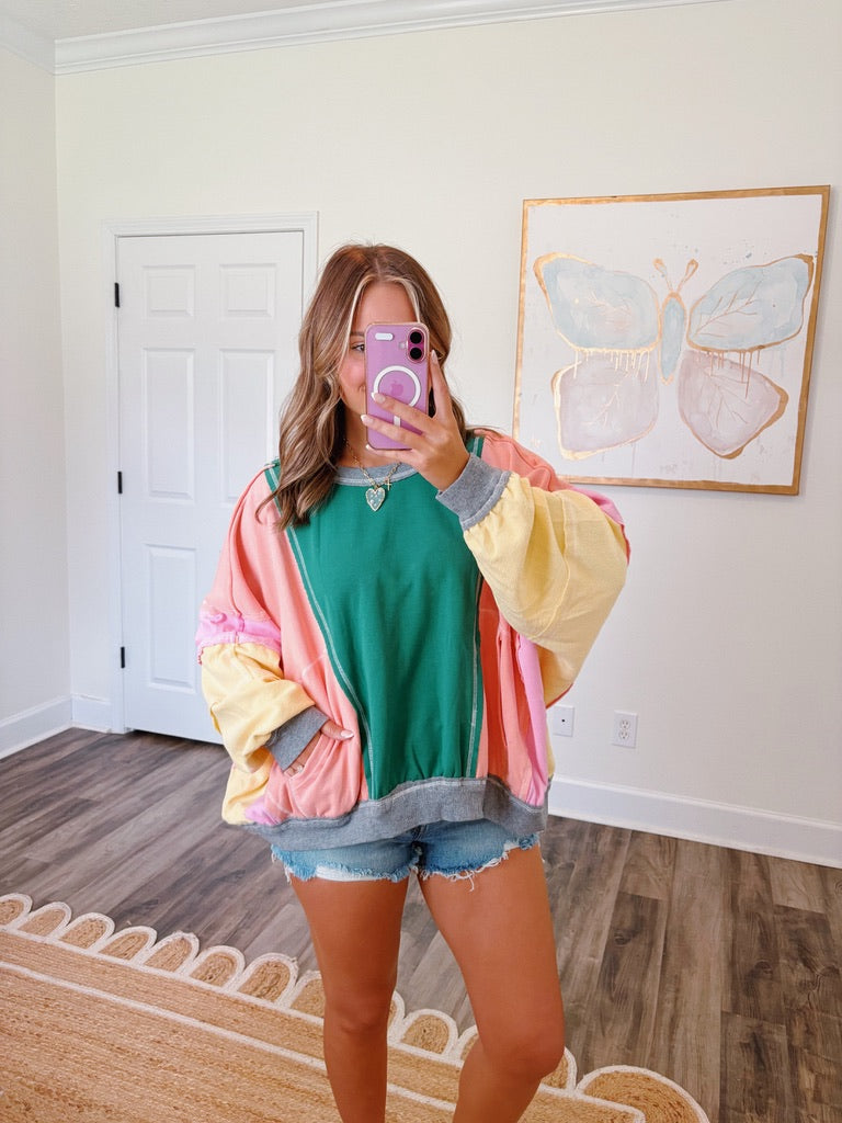 Green Color Pop Pullover