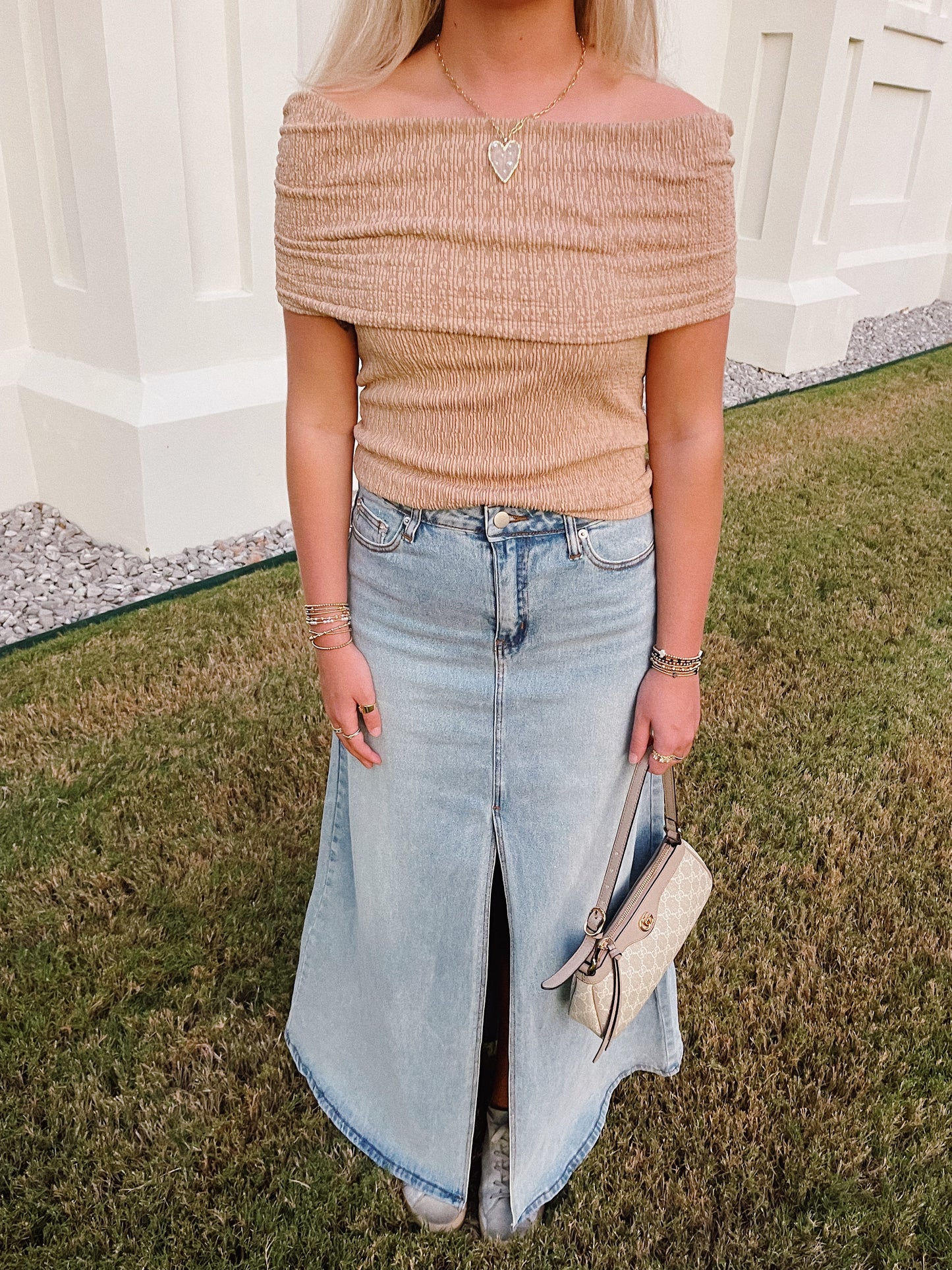 Taupe Off The Shoulder Top