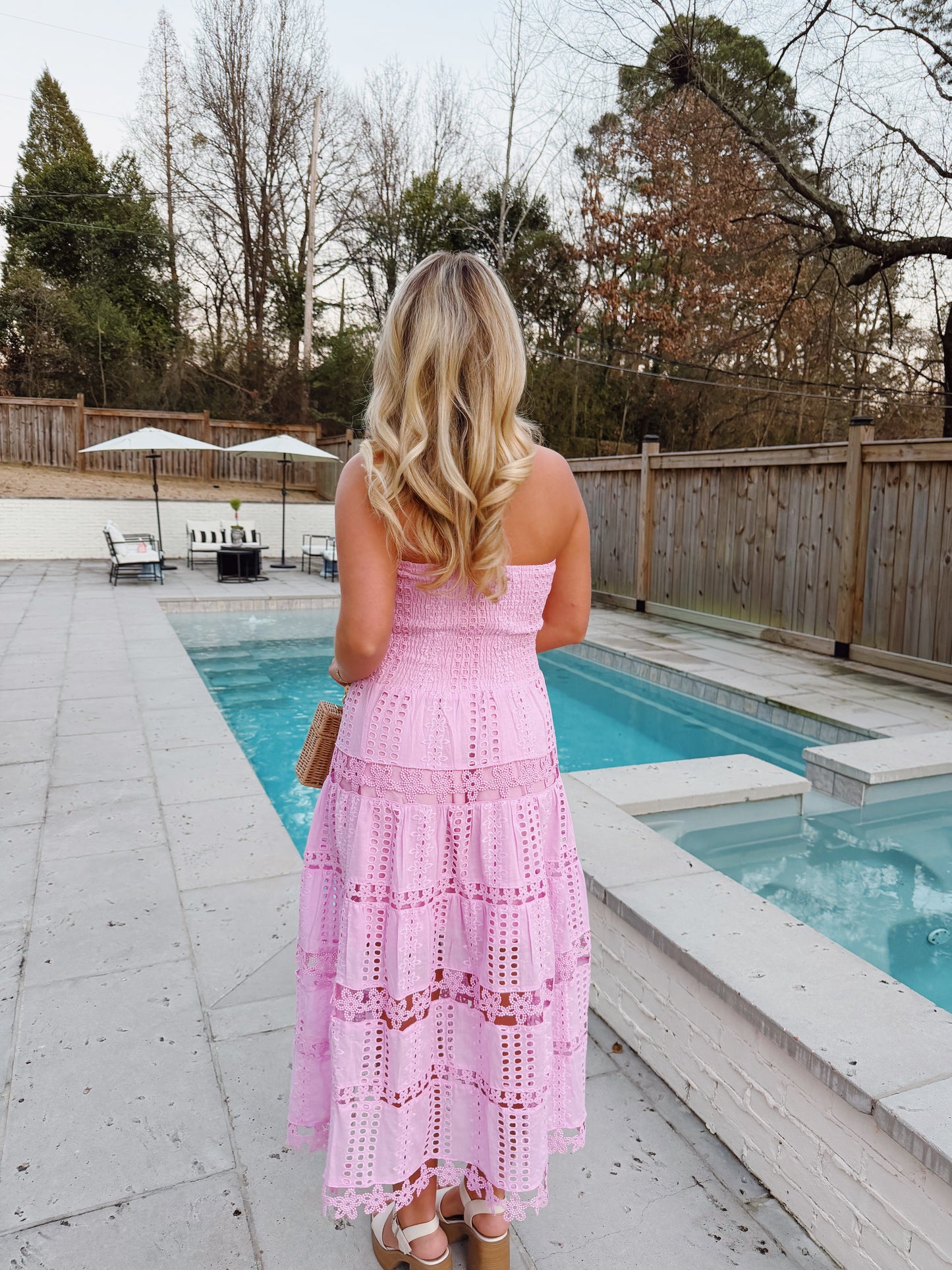 Sophie Eyelet Dress in Pink