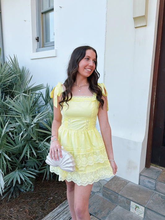 Maria Mini Dress Lemon