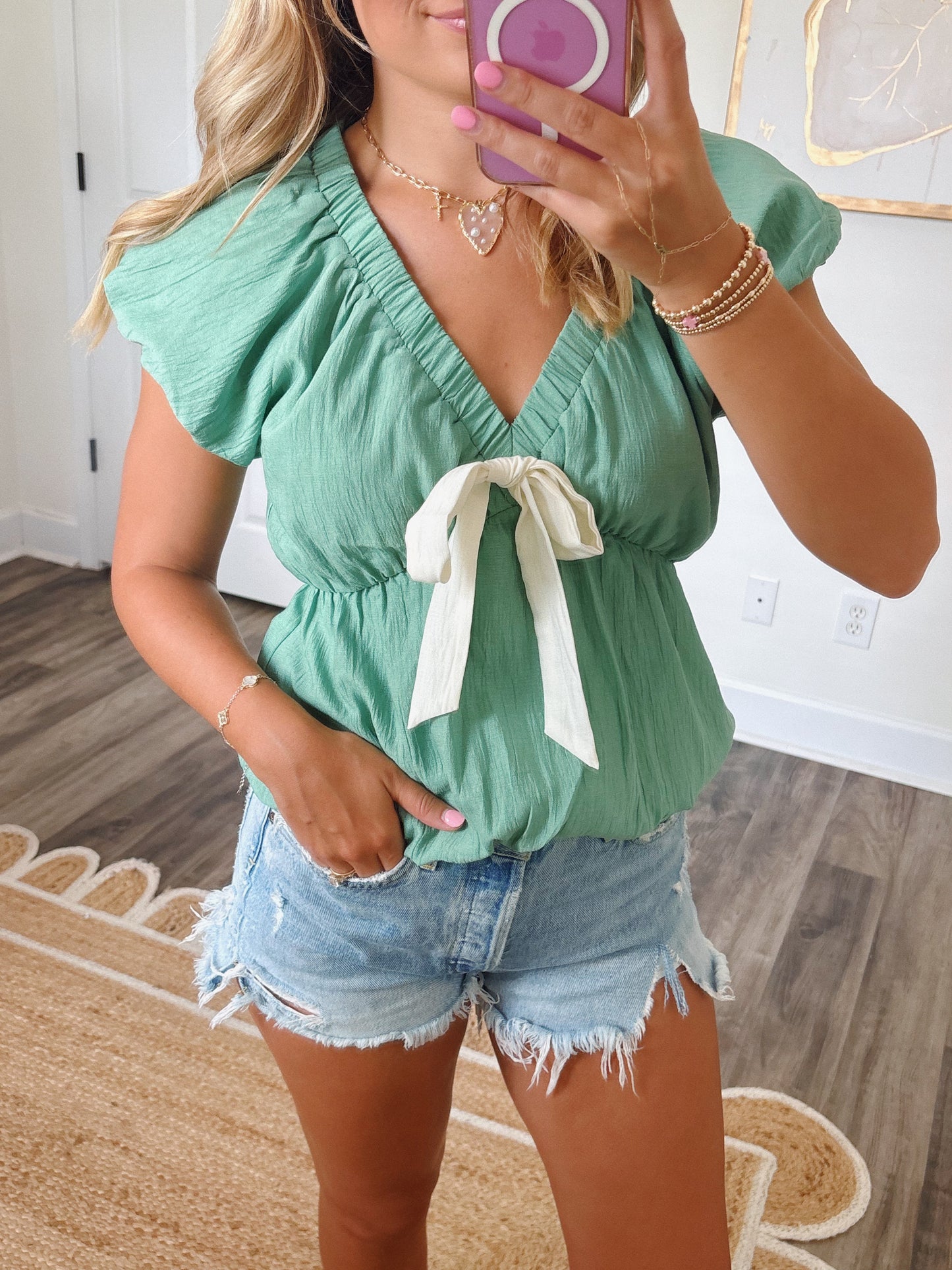 Sage Bow Blouse