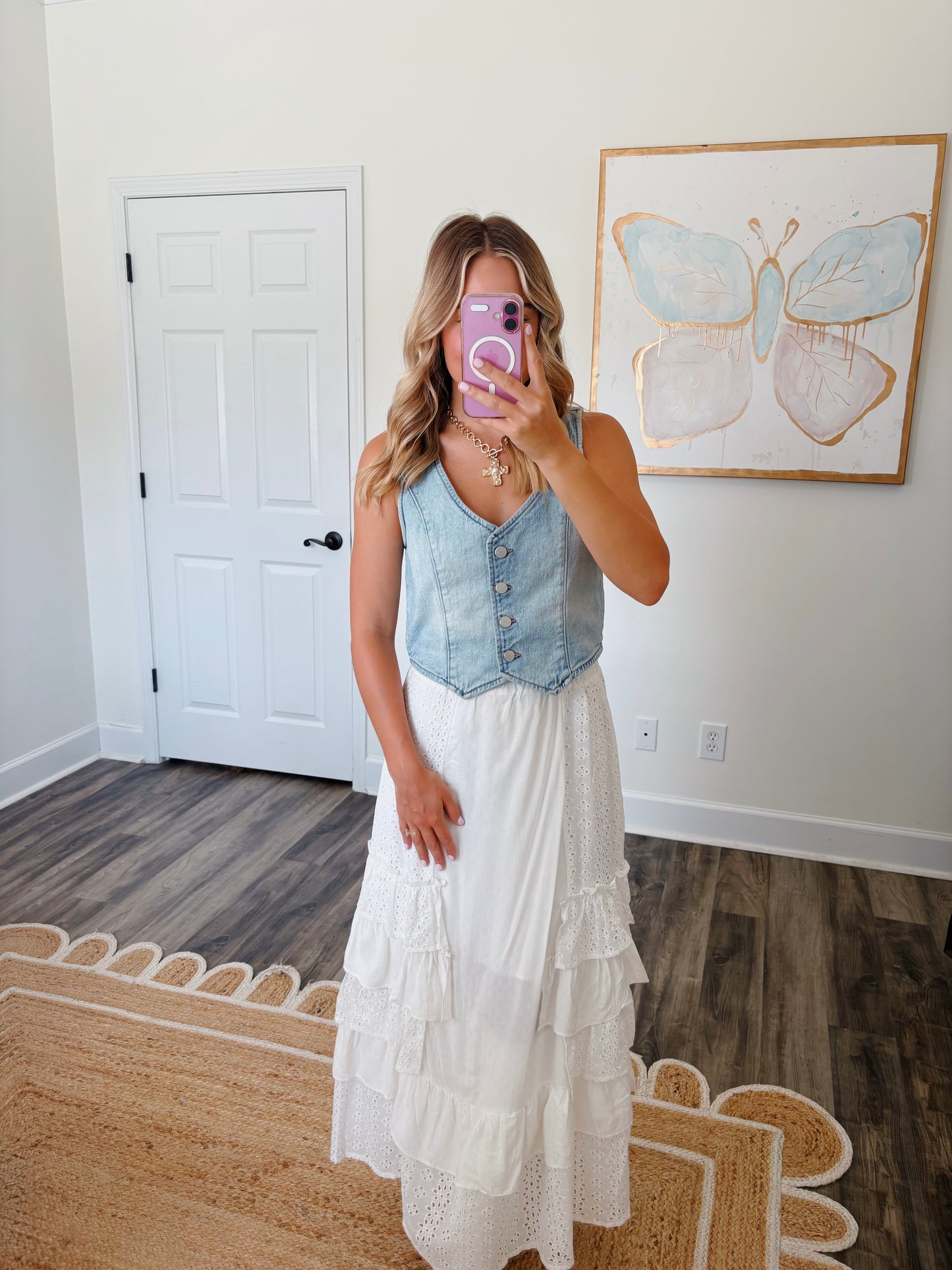 White Ruffle Maxi Skirt