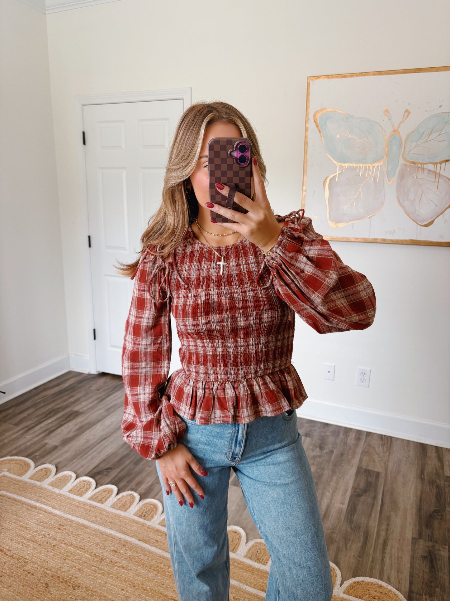 Apple Cider Plaid Top