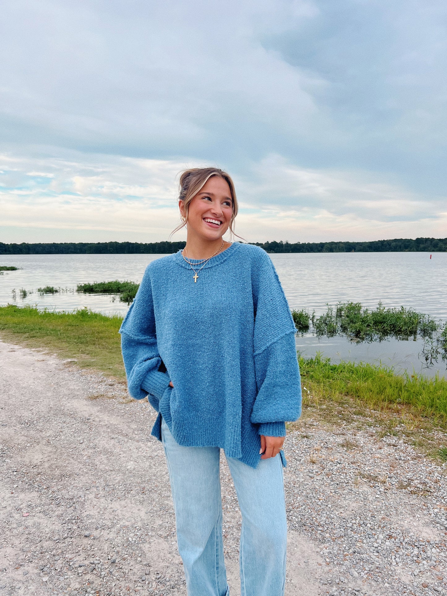 Oversized Poppy Sweater in Blue
