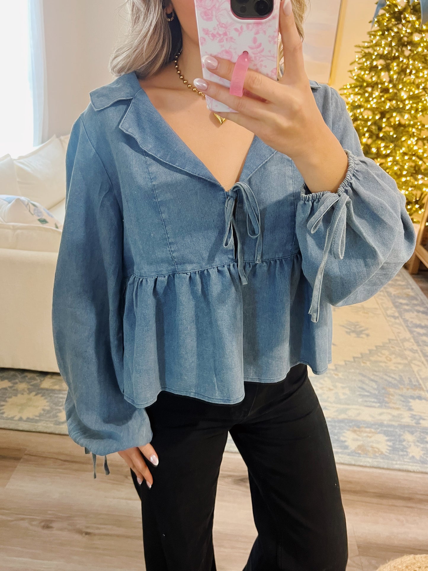 On The Town Denim Top