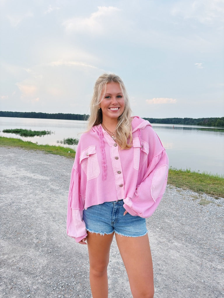 Bubble Gum Hooded Top