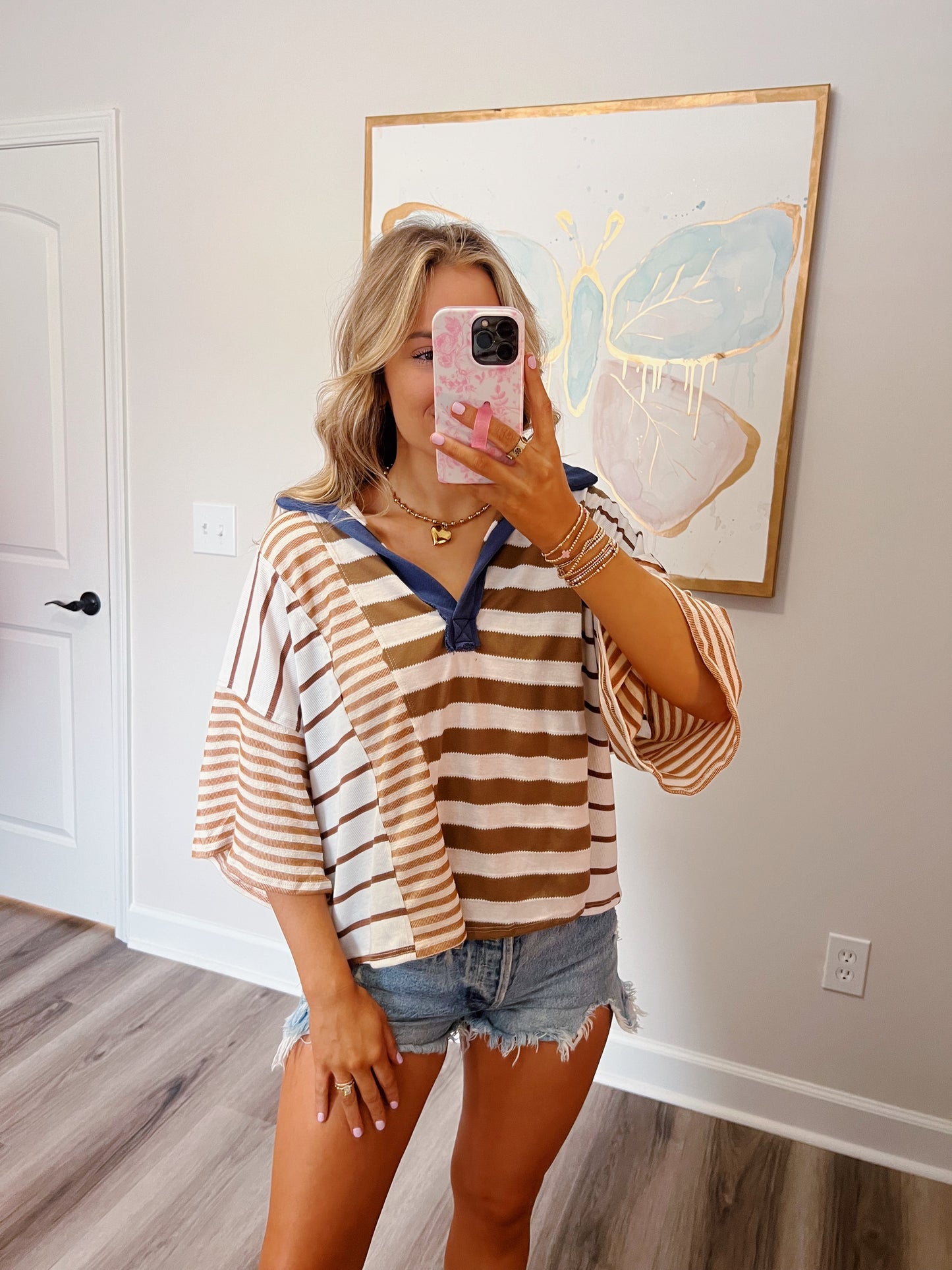 Brown Striped Easy Tee
