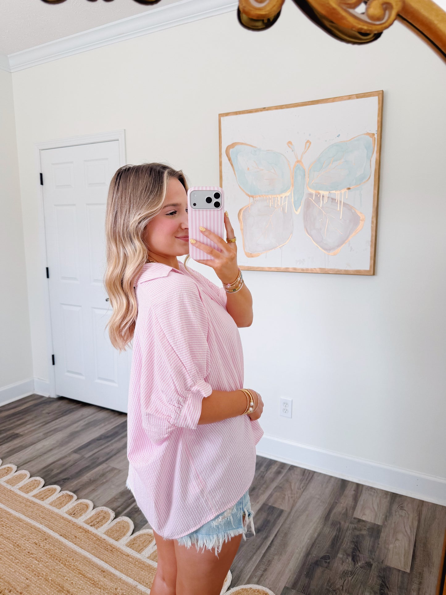 Daisy Stripe Top Pink