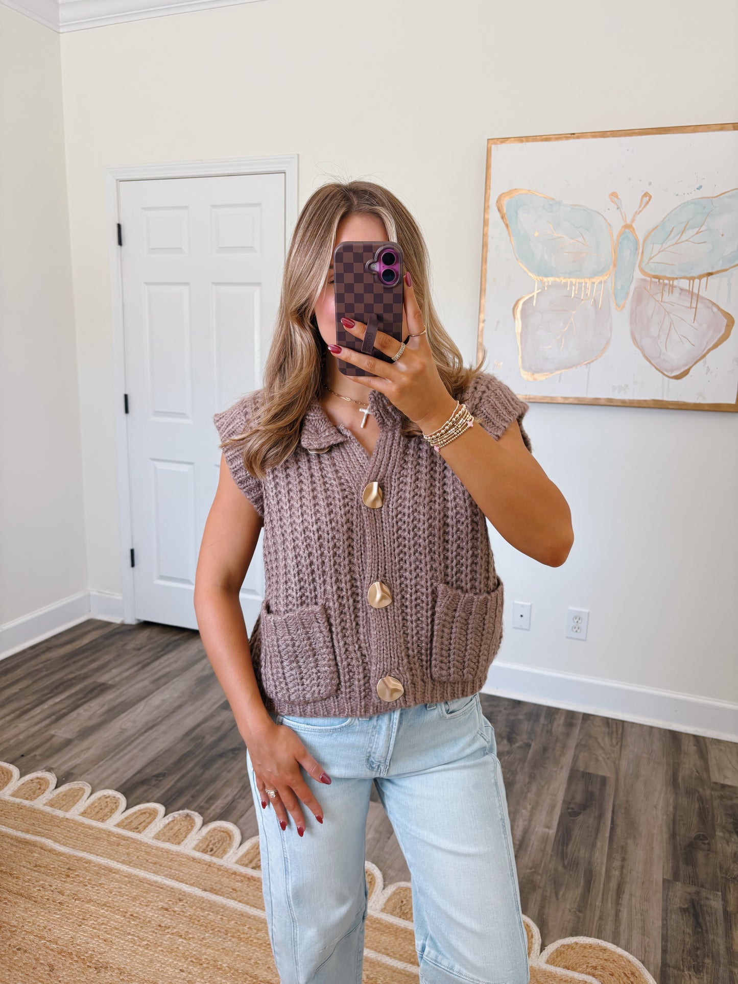Warm Wishes Mocha Button Down