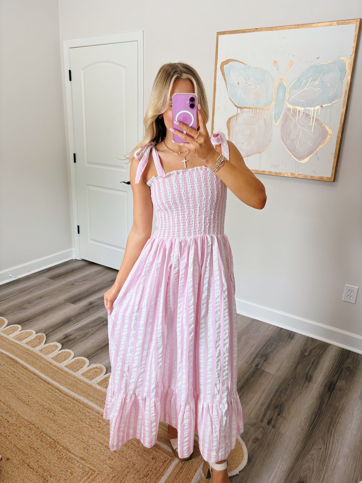 Pink Striped Maxi Dress