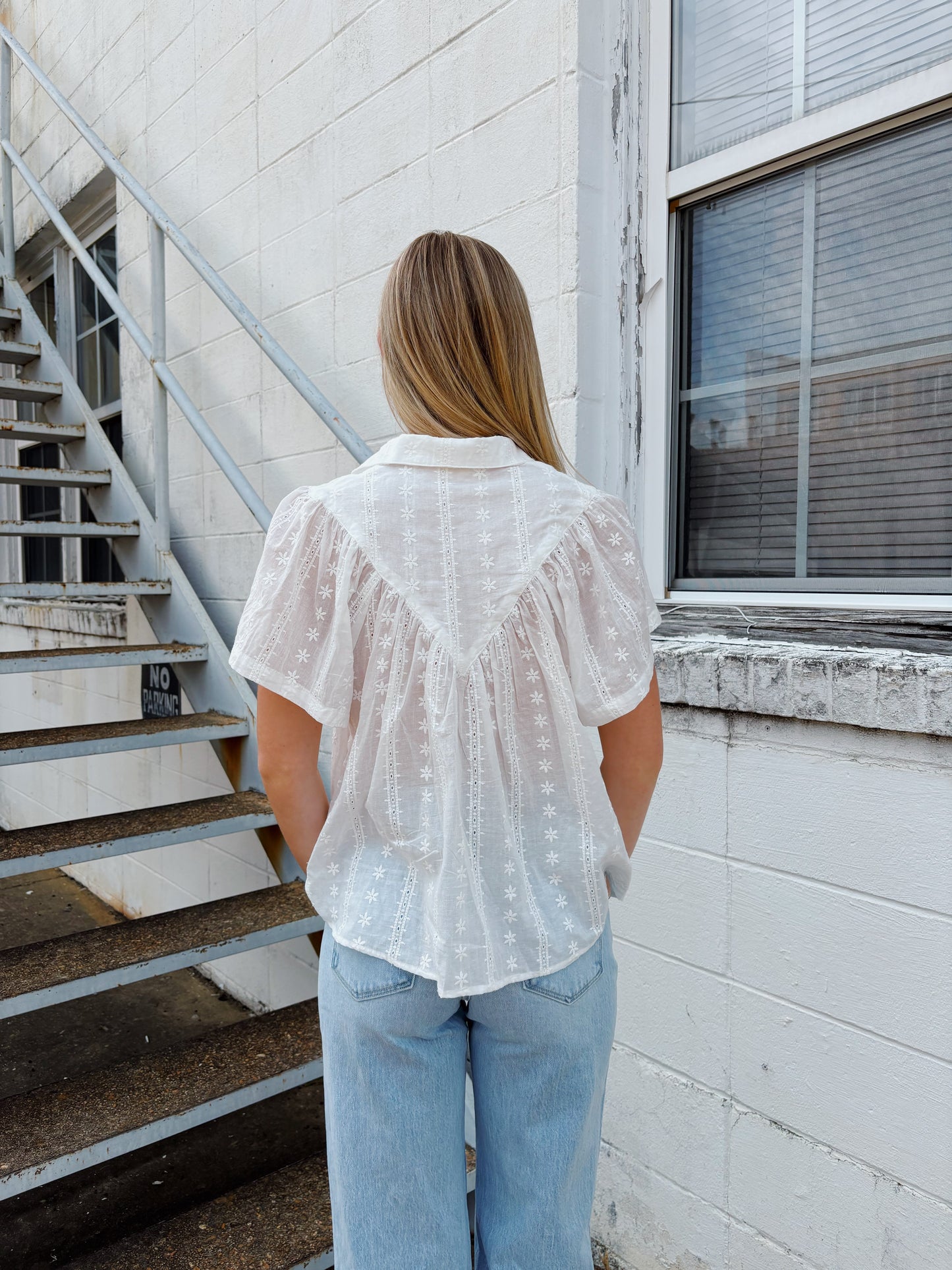 White Flutter Sleeve Top