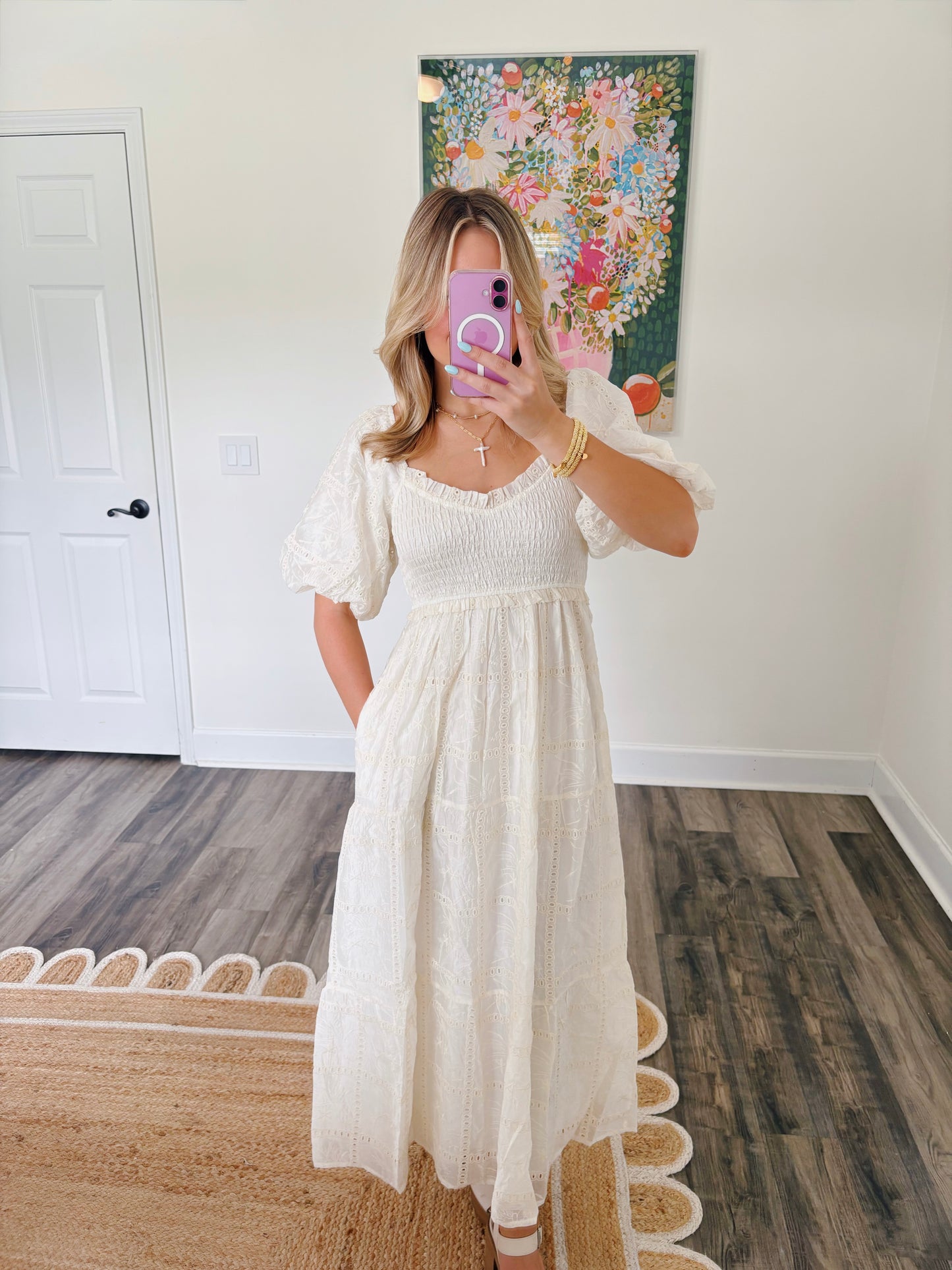 Cream Puff Sleeve Dress