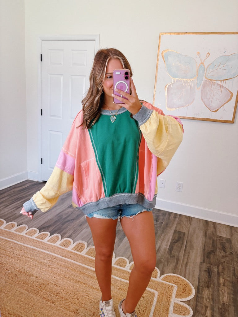 Green Color Pop Pullover