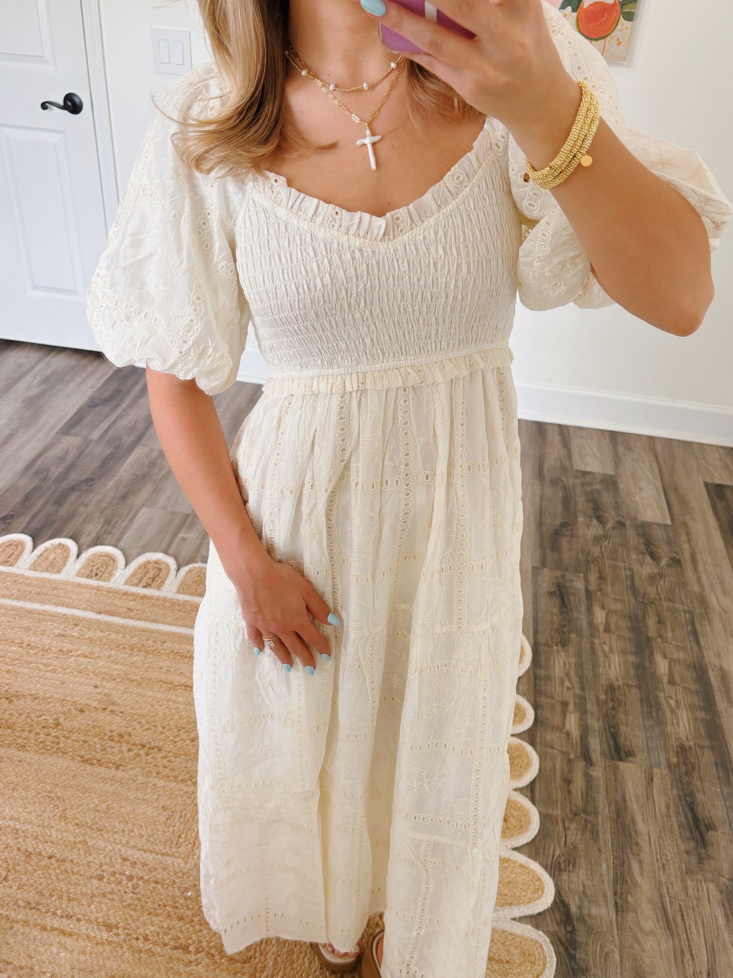 Cream Puff Sleeve Dress