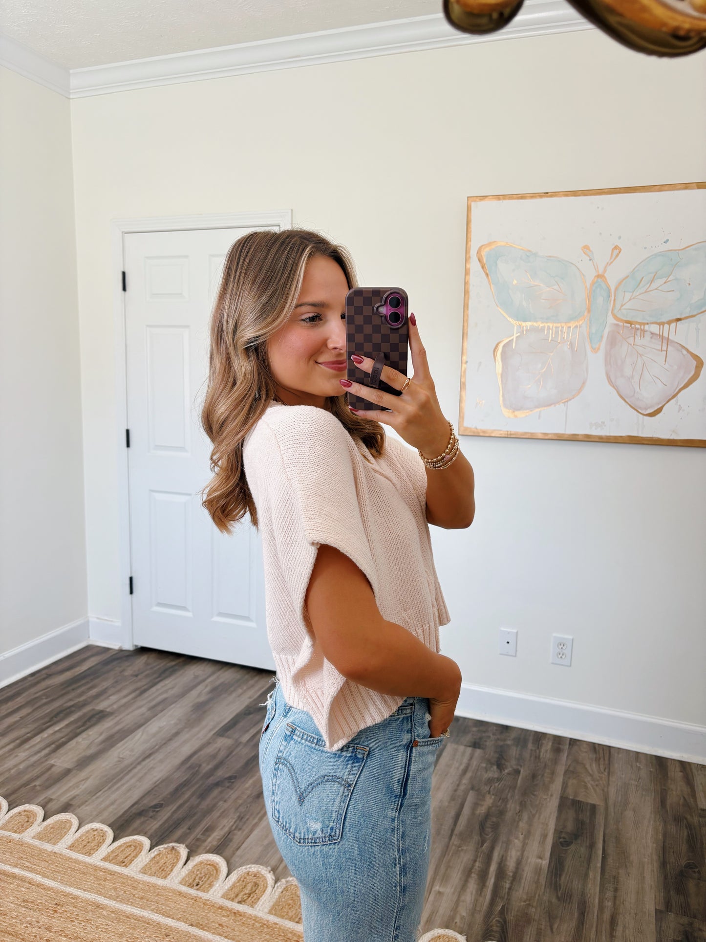 Cream Knit Sweater Vest