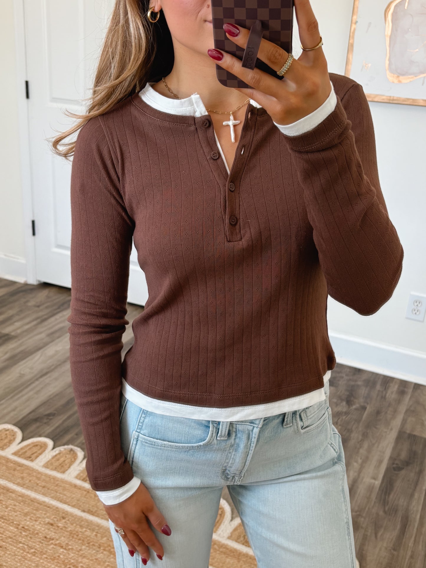 Cabin Nights Layered Top in Brown