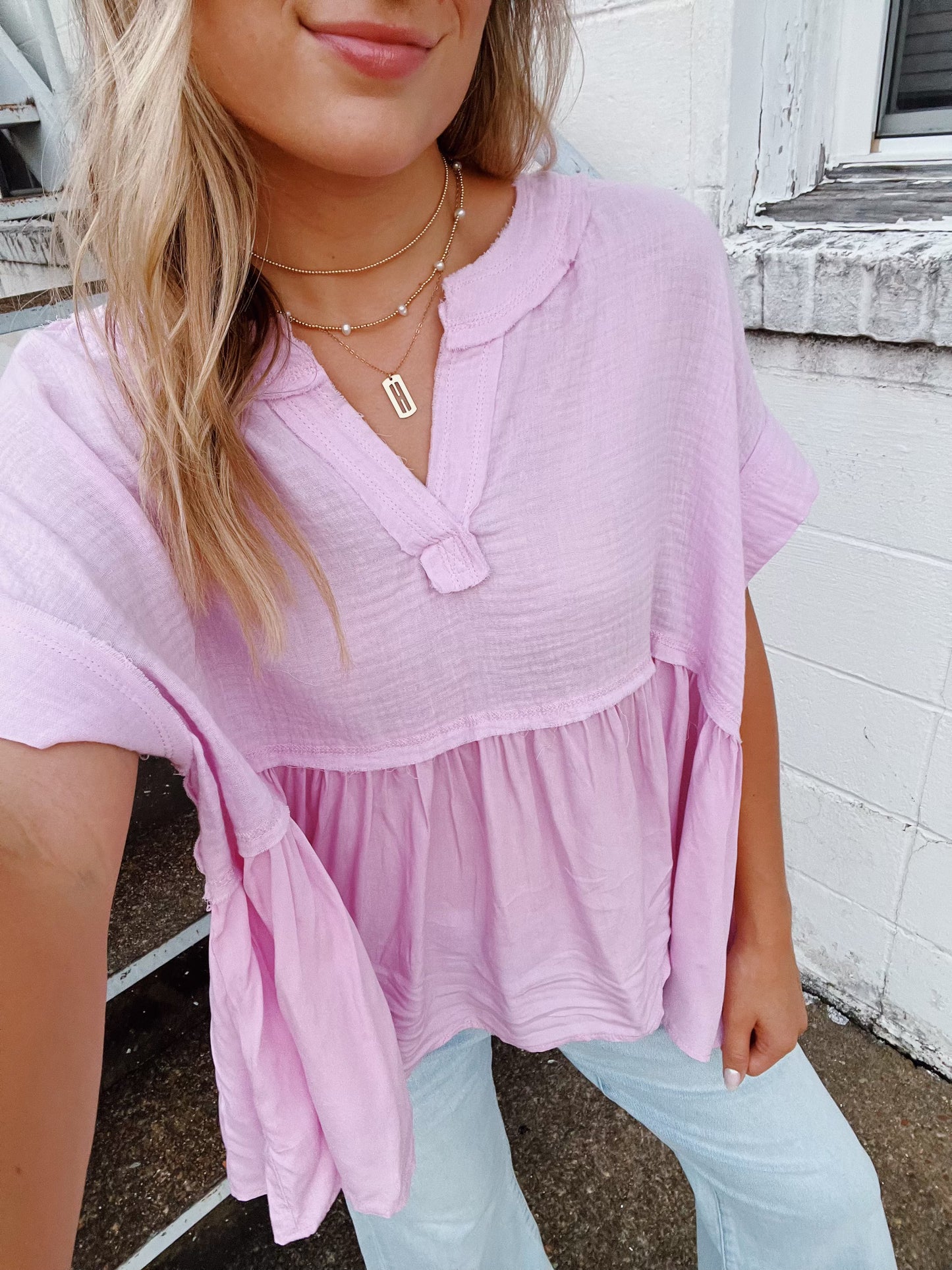 Lavendar Gauze Flowy Top