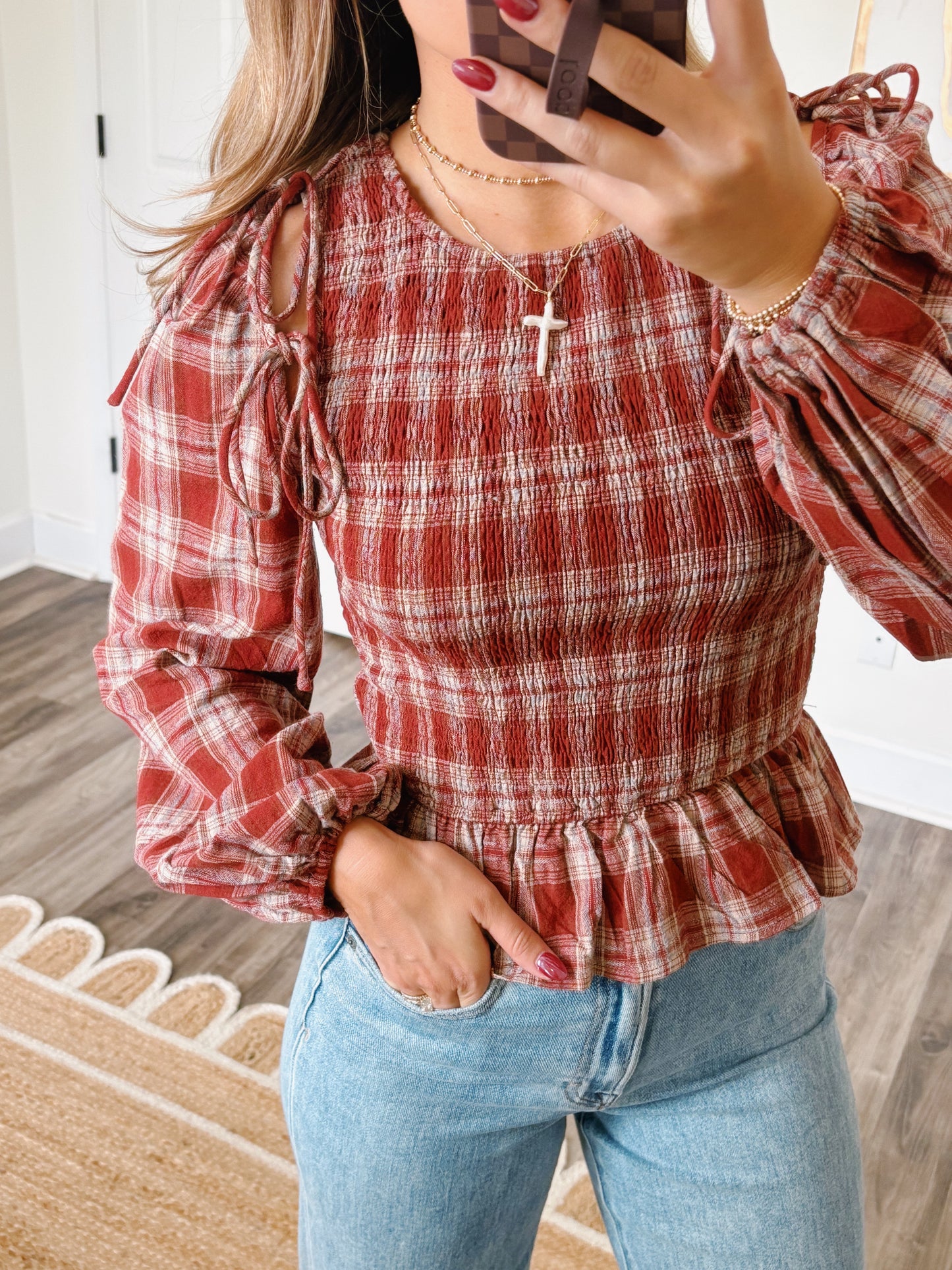 Apple Cider Plaid Top