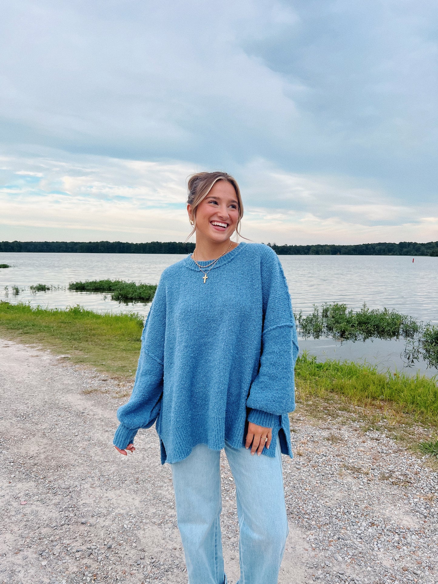 Oversized Poppy Sweater in Blue